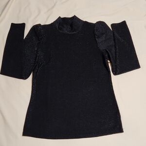 RYEGRASS Women's Blouse Black Shimmer Long Sleeve Size S.